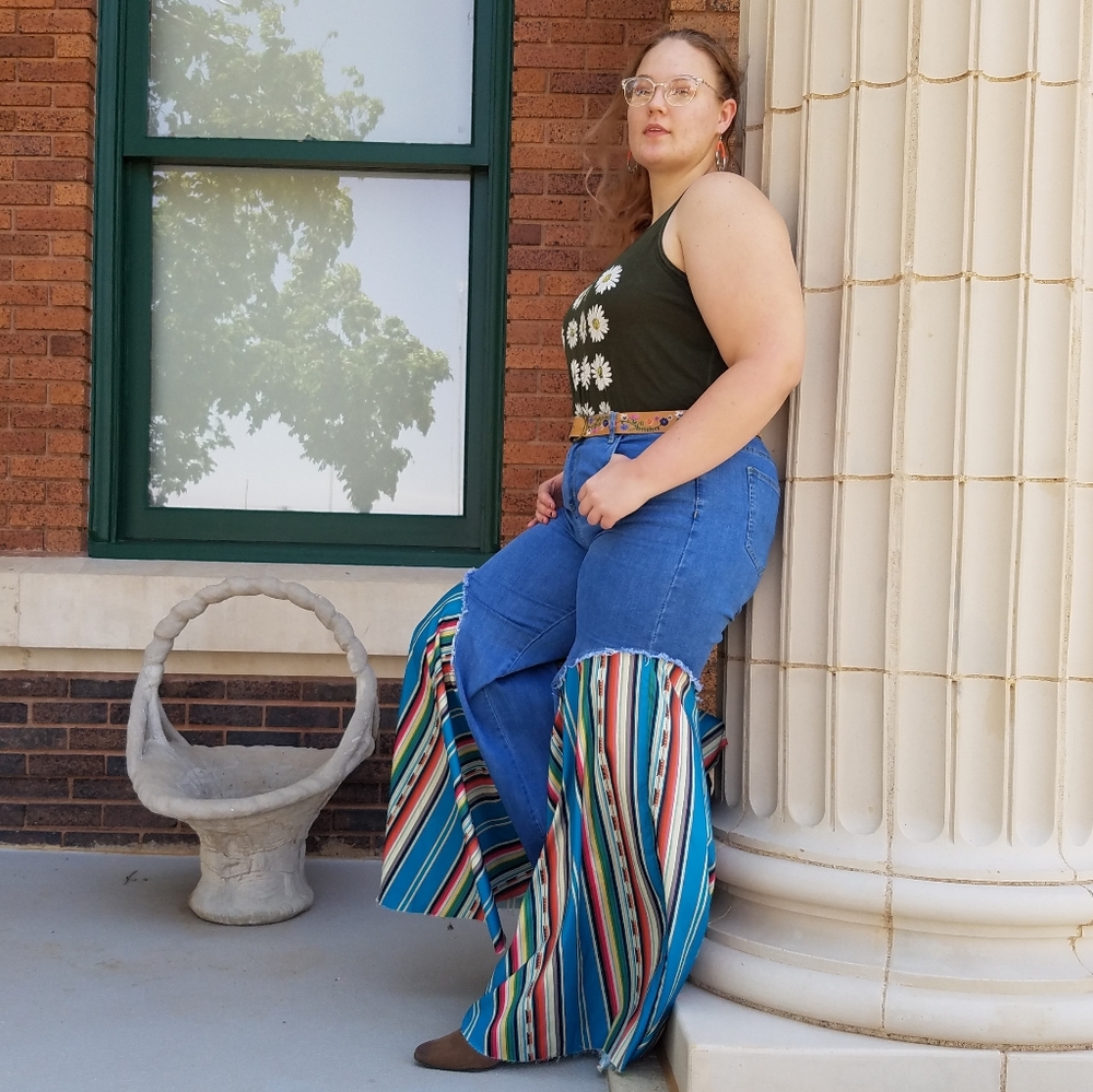 Lucky and Blessed L&B Teal Serape Plus Size Jeans - Picture 9 of 15